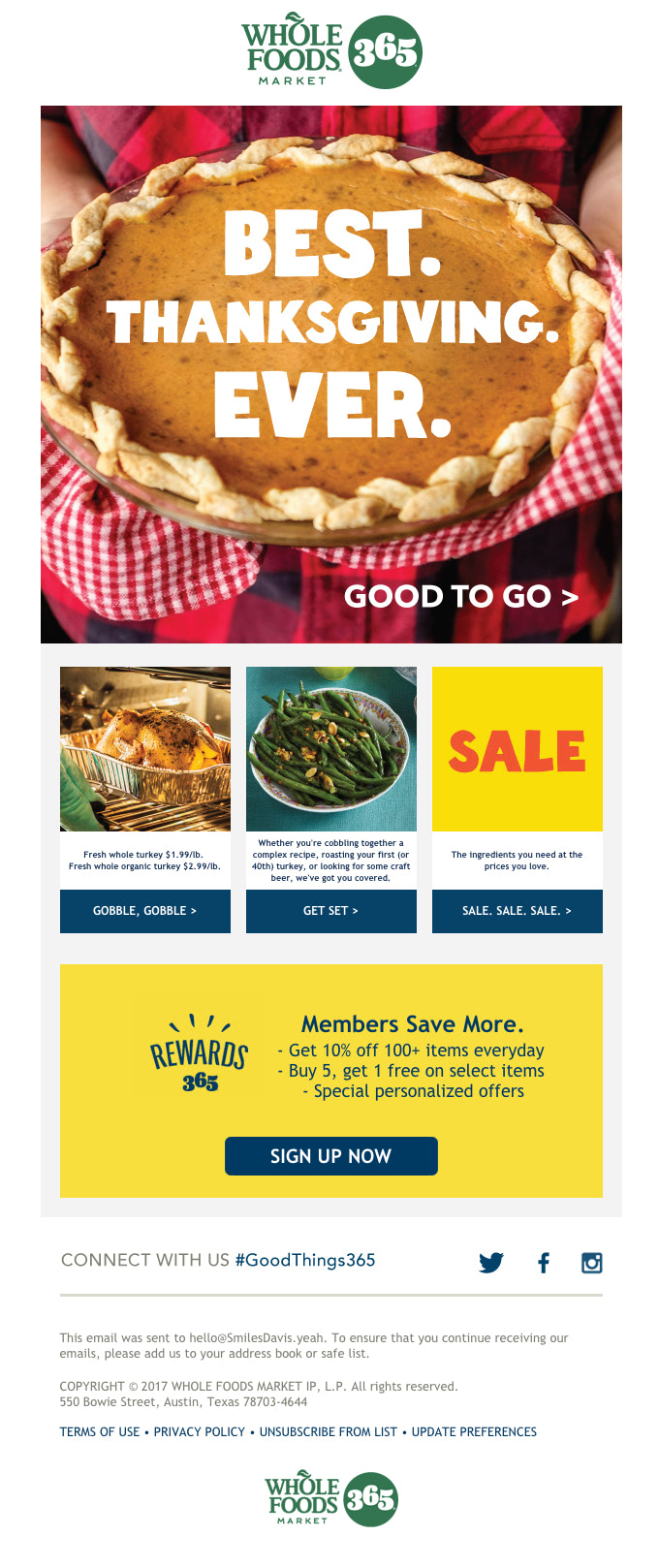 Email from Whole Foods Market 365