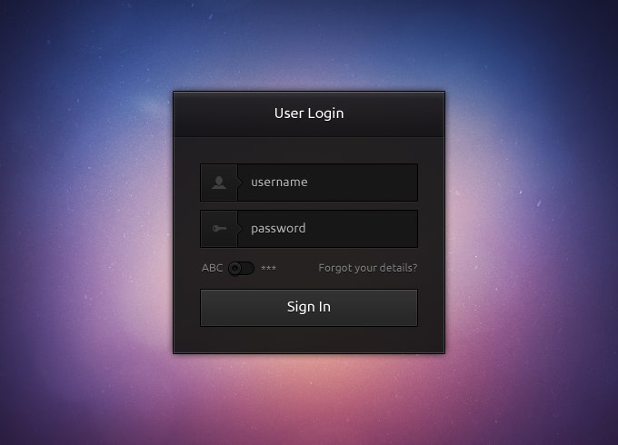 Dark login by Adam Whitcroft