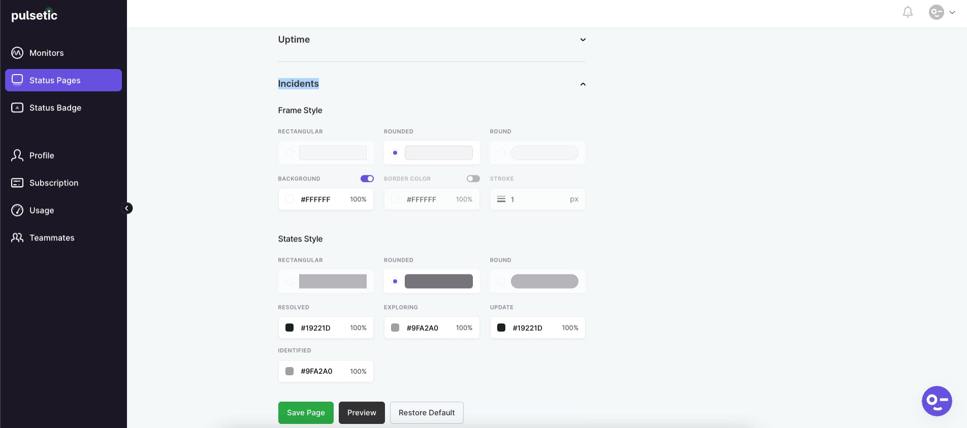 Custom Incidents Style for Status Pages